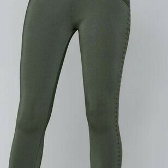 BEBE XS NWT Green Beetle Catsuit Bandage Bodycon Studded Jumpsuit Fetish Punk - Picture 6 of 8